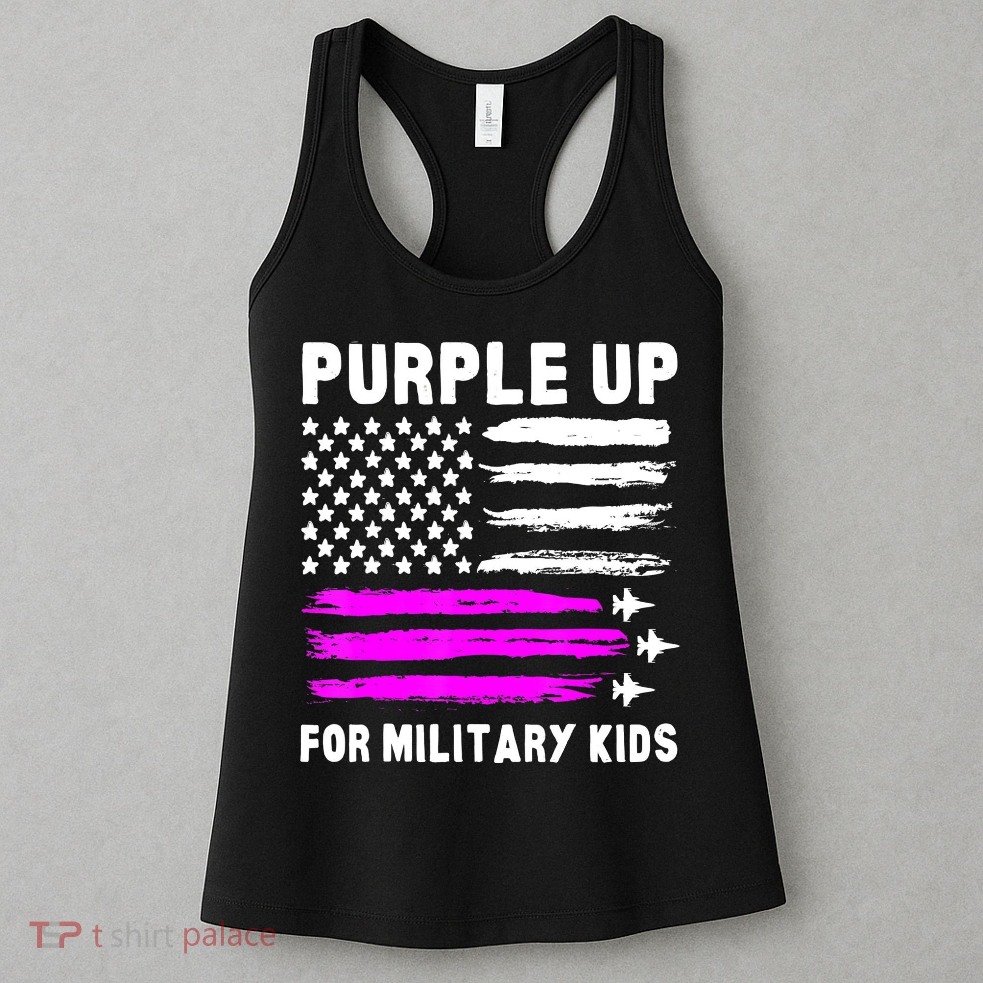 Purple Up US Flag Fighter Jet Military Military Child Women's Tank Top