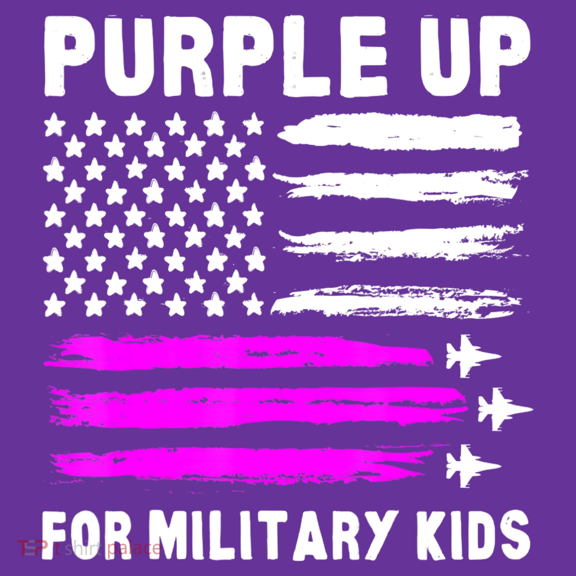 Purple Up US Flag Fighter Jet Military Military Child T-Shirt