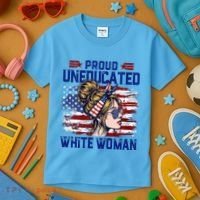 Proud Uneducated White Woman Kids T-Shirt thumb 3