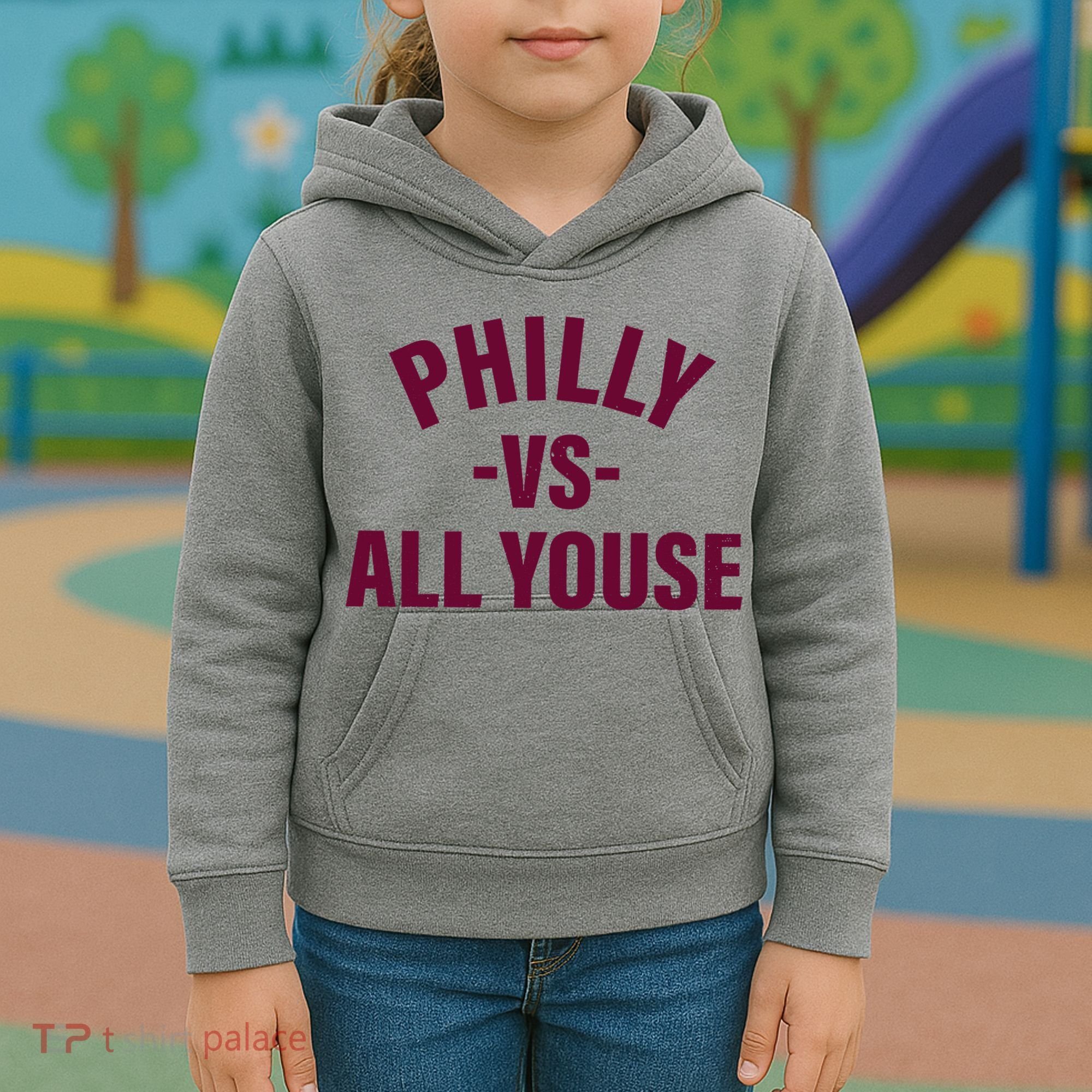 Philly Vs All Youse Funny Philadelphia Slang Retro Kids Hoodie