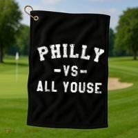 Philly Vs All Youse Funny Philadelphia Slang Retro Golf Towel thumb 1