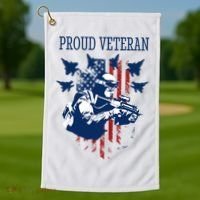 Proud Veteran Airstrike Combat Golf Towel thumb 1