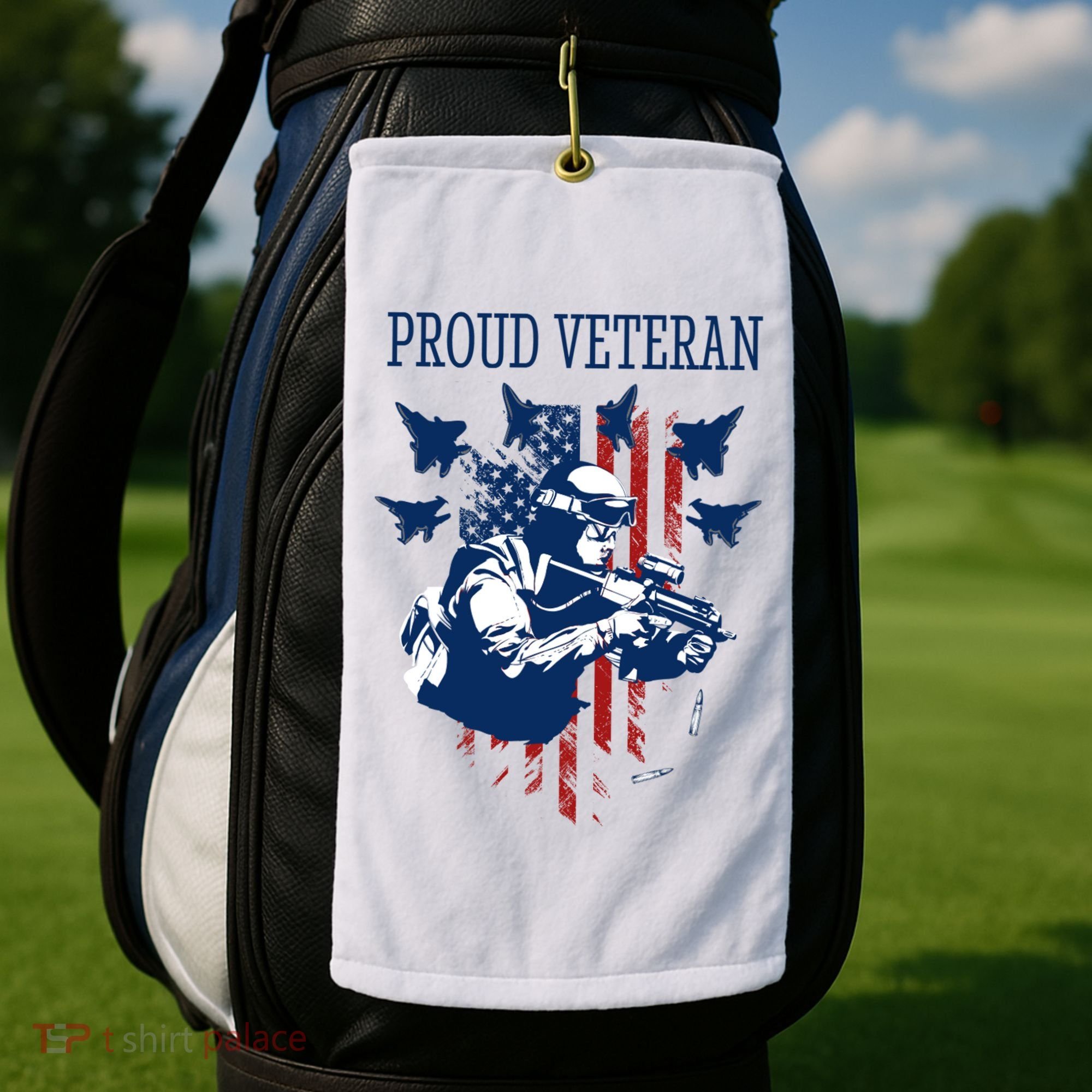 Proud Veteran Airstrike Combat Golf Towel