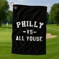 P.H.I.L.L.Y Vs All Youse Funny Philadelphia Slang Golf Towel thumb 1