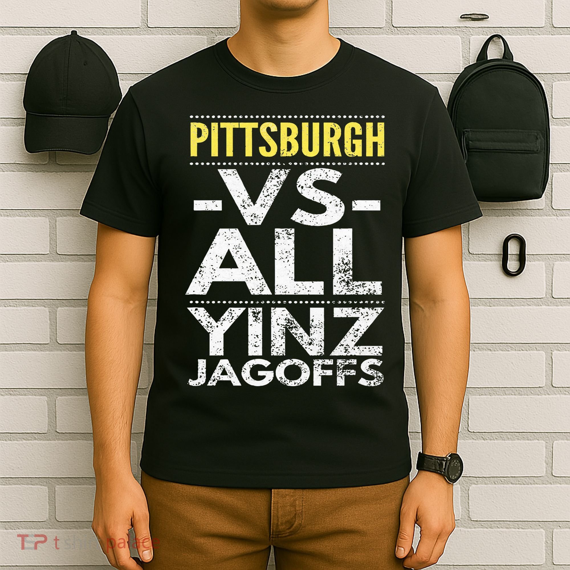 Pittsburgh Vs All Yinz Jagoffs Distressed T-Shirt