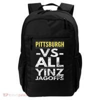 Pittsburgh Vs All Yinz Jagoffs Distressed Backpack thumb 0