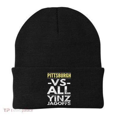 Pittsburgh Vs All Yinz Jagoffs Distressed Beanie
