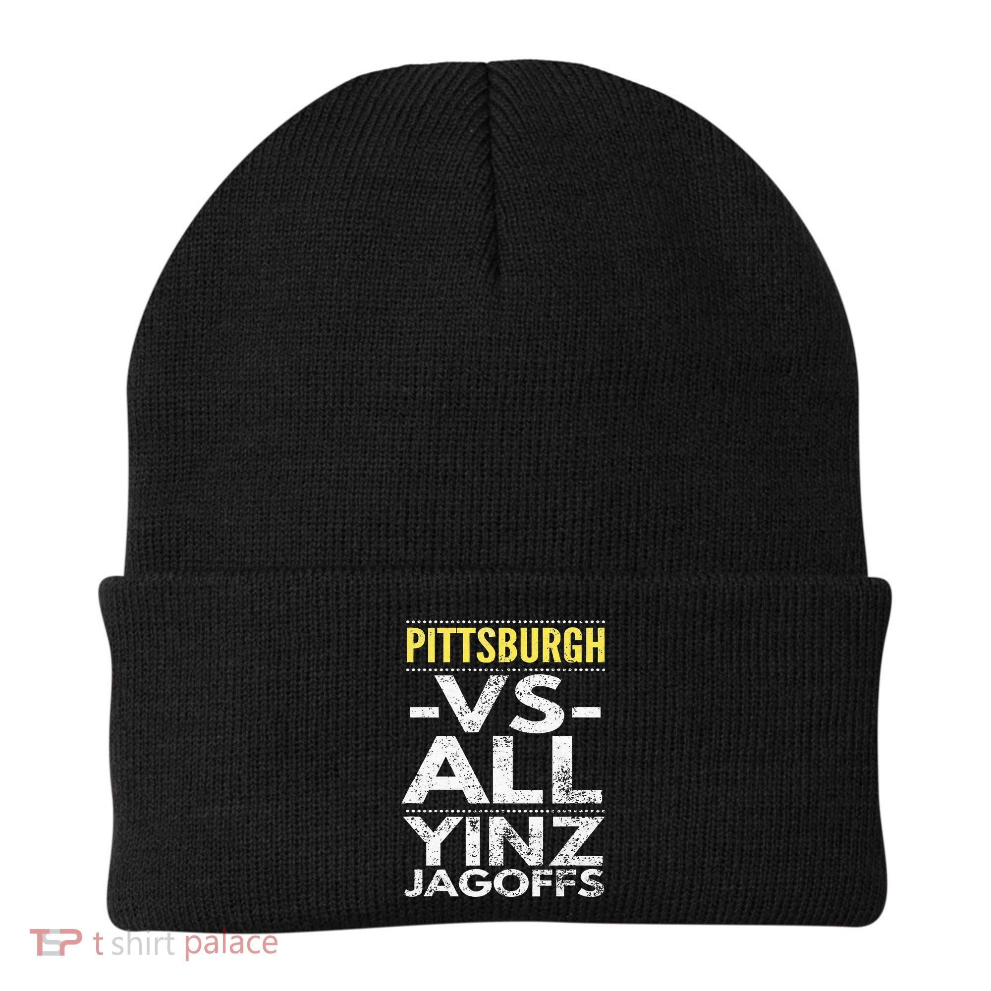 Pittsburgh Vs All Yinz Jagoffs Distressed Beanie