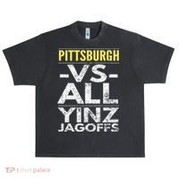 Pittsburgh Vs All Yinz Jagoffs Distressed Urban Oversized Heavyweight T-Shirt thumb 0