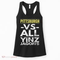 Pittsburgh Vs All Yinz Jagoffs Distressed Women's Tank Top thumb 0