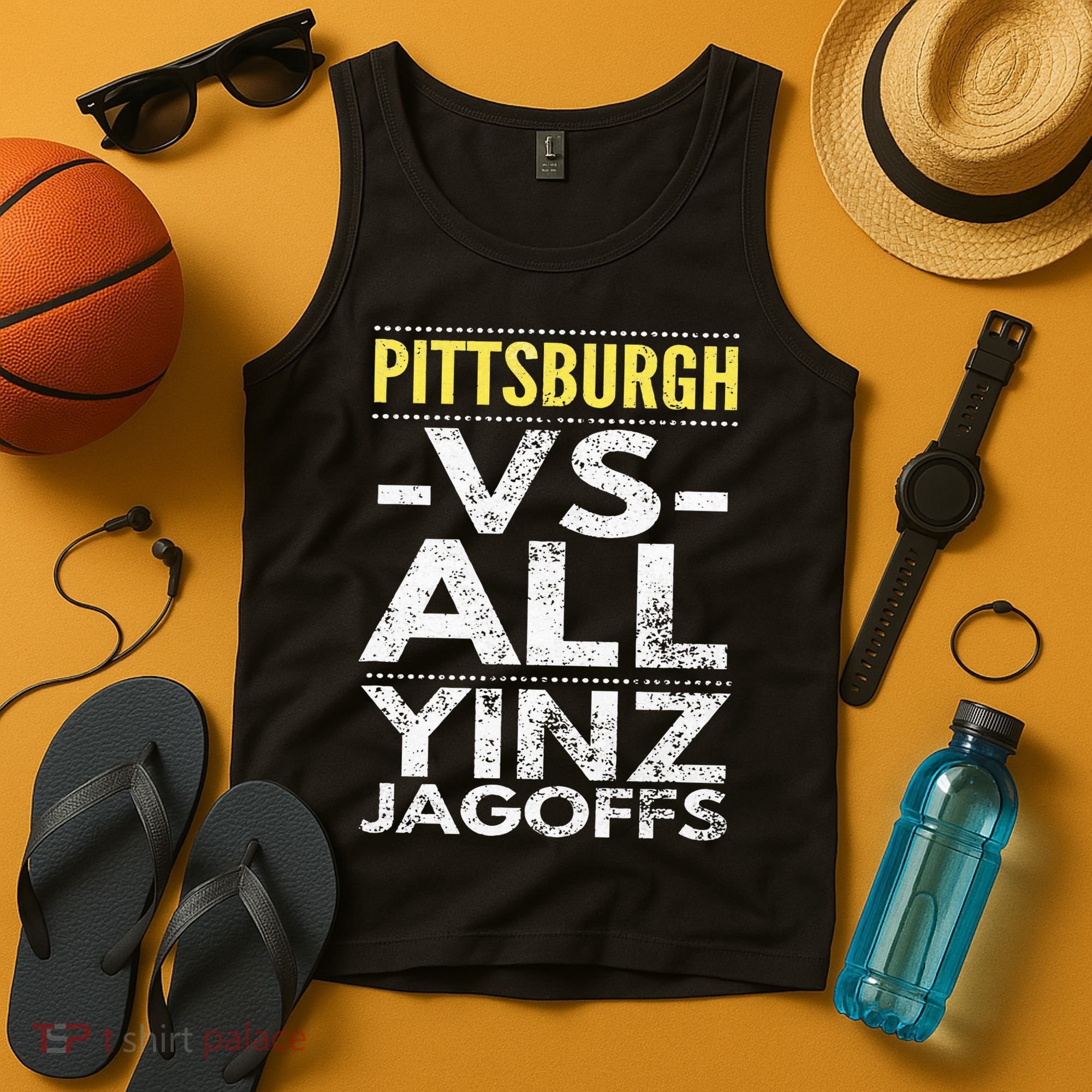 Pittsburgh Vs All Yinz Jagoffs Distressed Tank Top