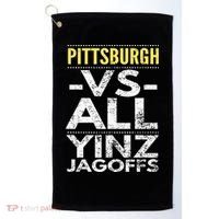 Pittsburgh Vs All Yinz Jagoffs Distressed Golf Towel thumb 0