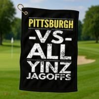 Pittsburgh Vs All Yinz Jagoffs Distressed Golf Towel thumb 1