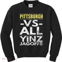 Pittsburgh Vs All Yinz Jagoffs Distressed Kids Sweatshirt thumb 0