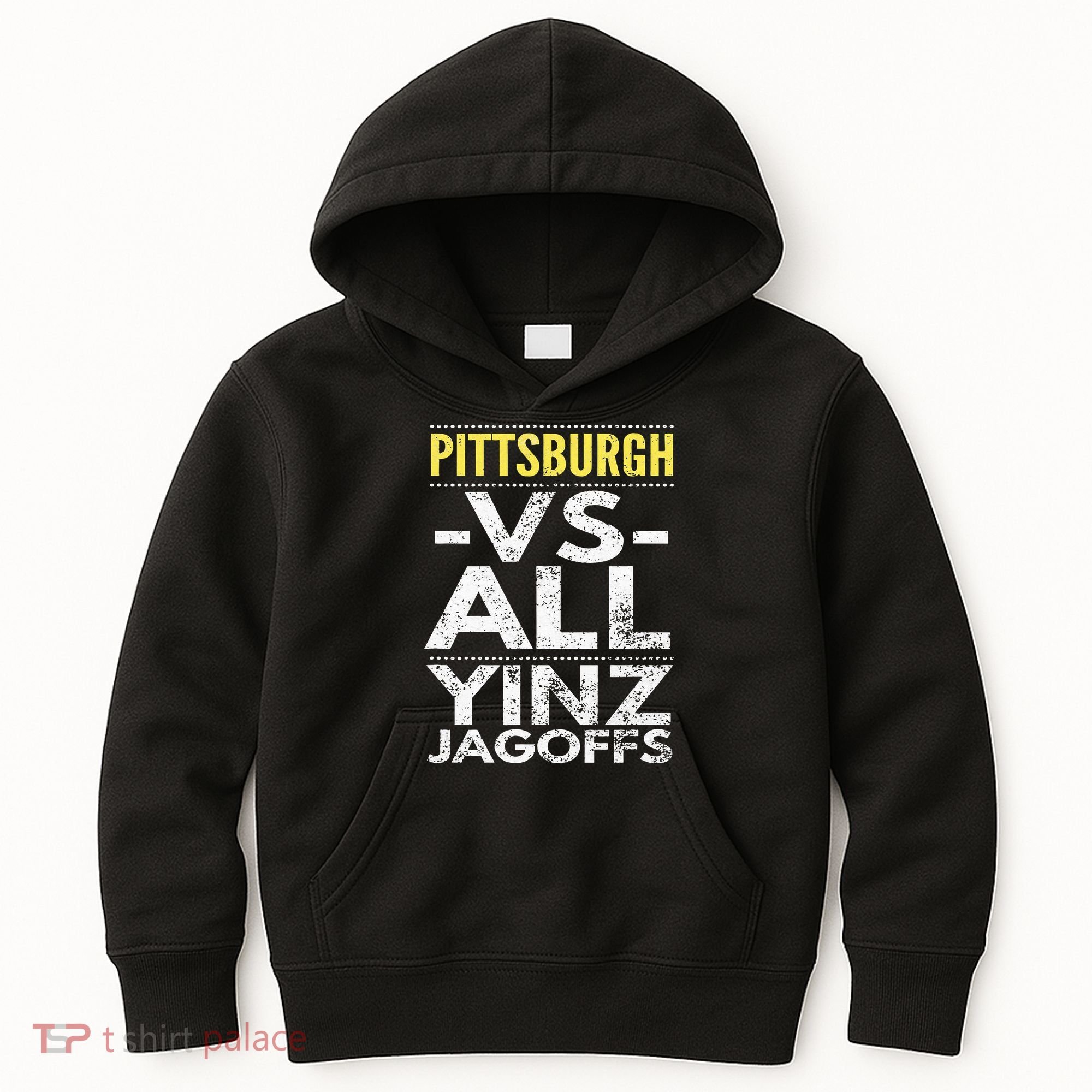Pittsburgh Vs All Yinz Jagoffs Distressed Kids Hoodie