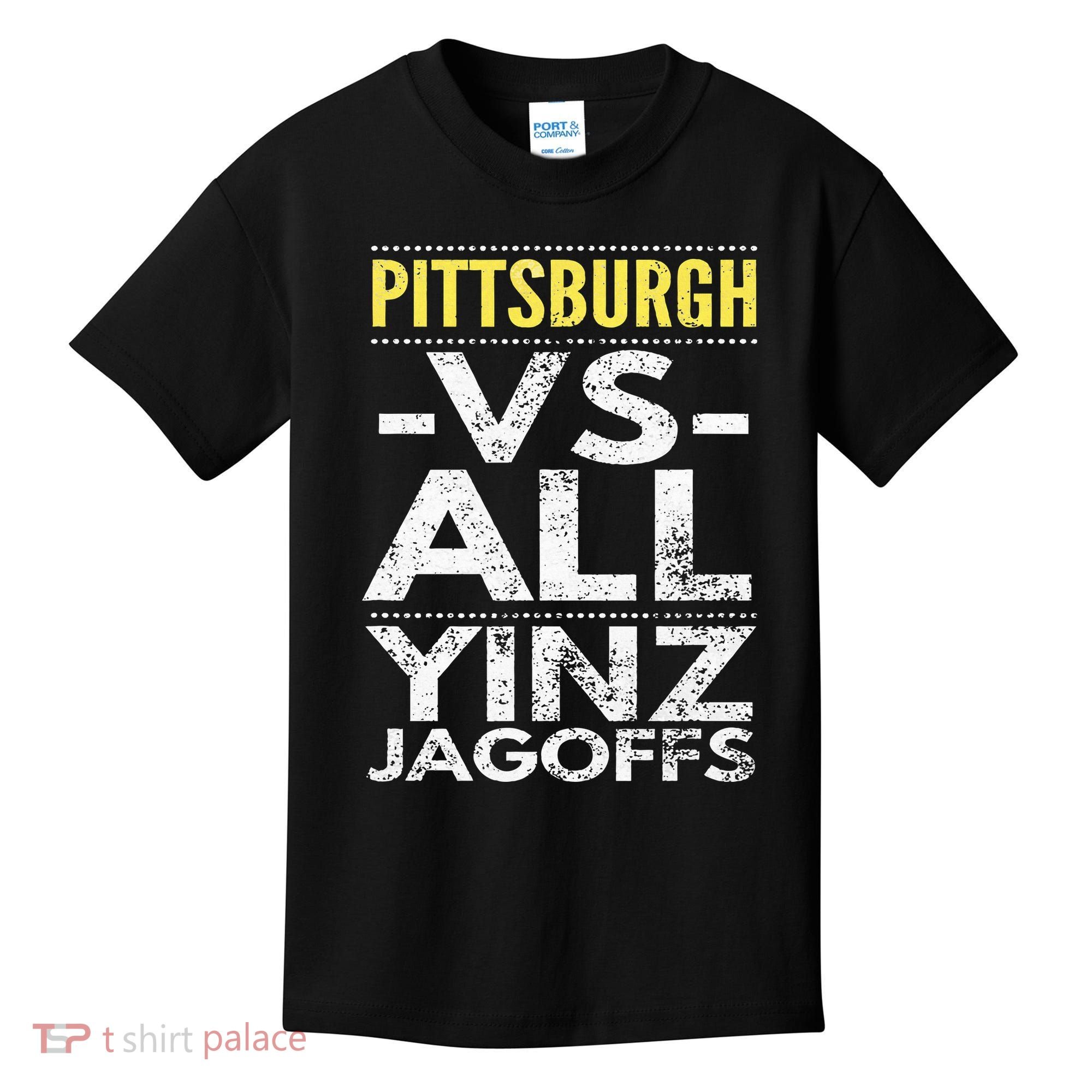 Pittsburgh Vs All Yinz Jagoffs Distressed Kids T-Shirt