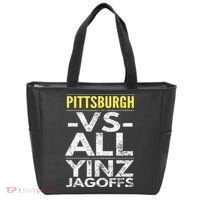 Pittsburgh Vs All Yinz Jagoffs Distressed Tote Bag thumb 0