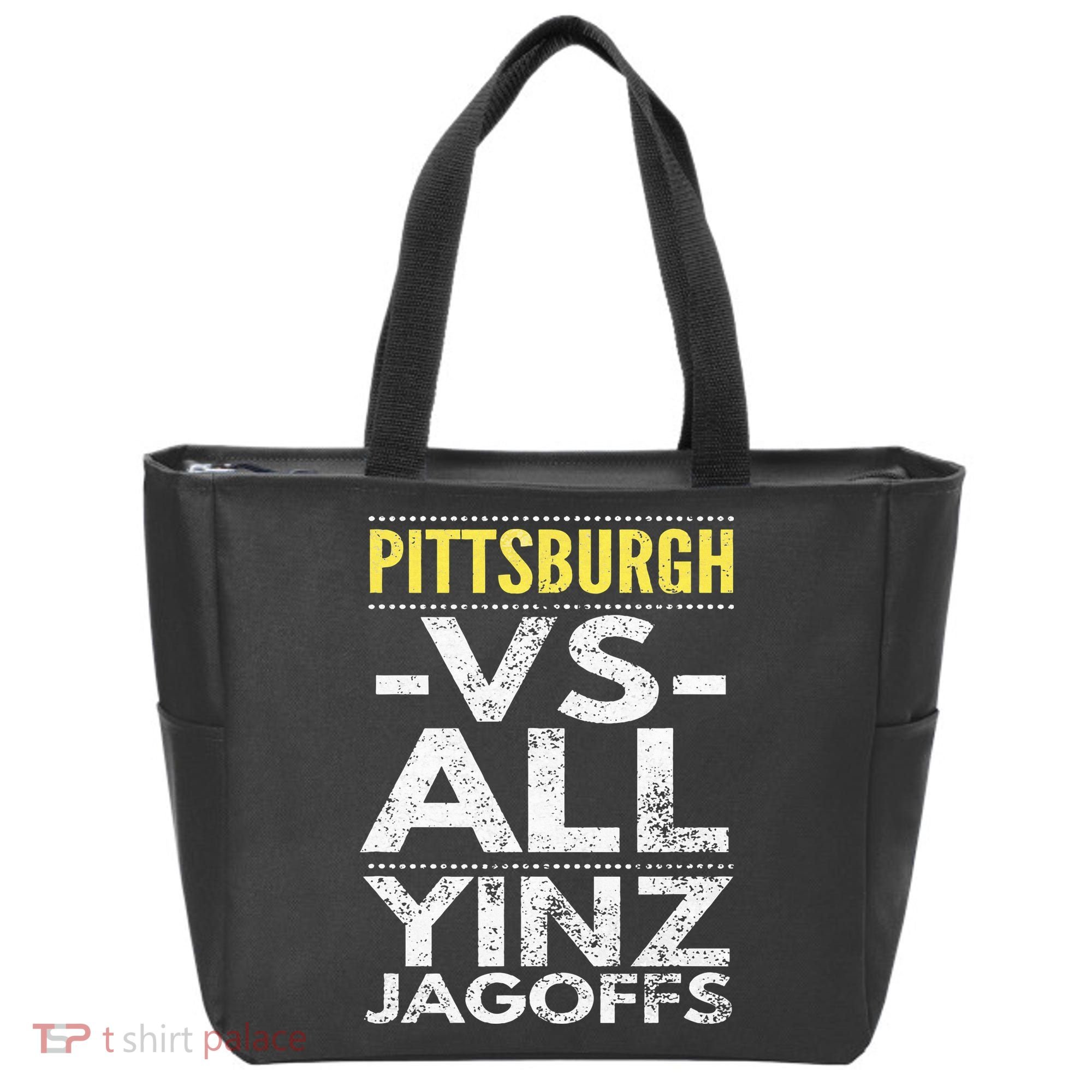 Pittsburgh Vs All Yinz Jagoffs Distressed Tote Bag