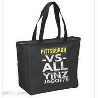 Pittsburgh Vs All Yinz Jagoffs Distressed Tote Bag thumb 2