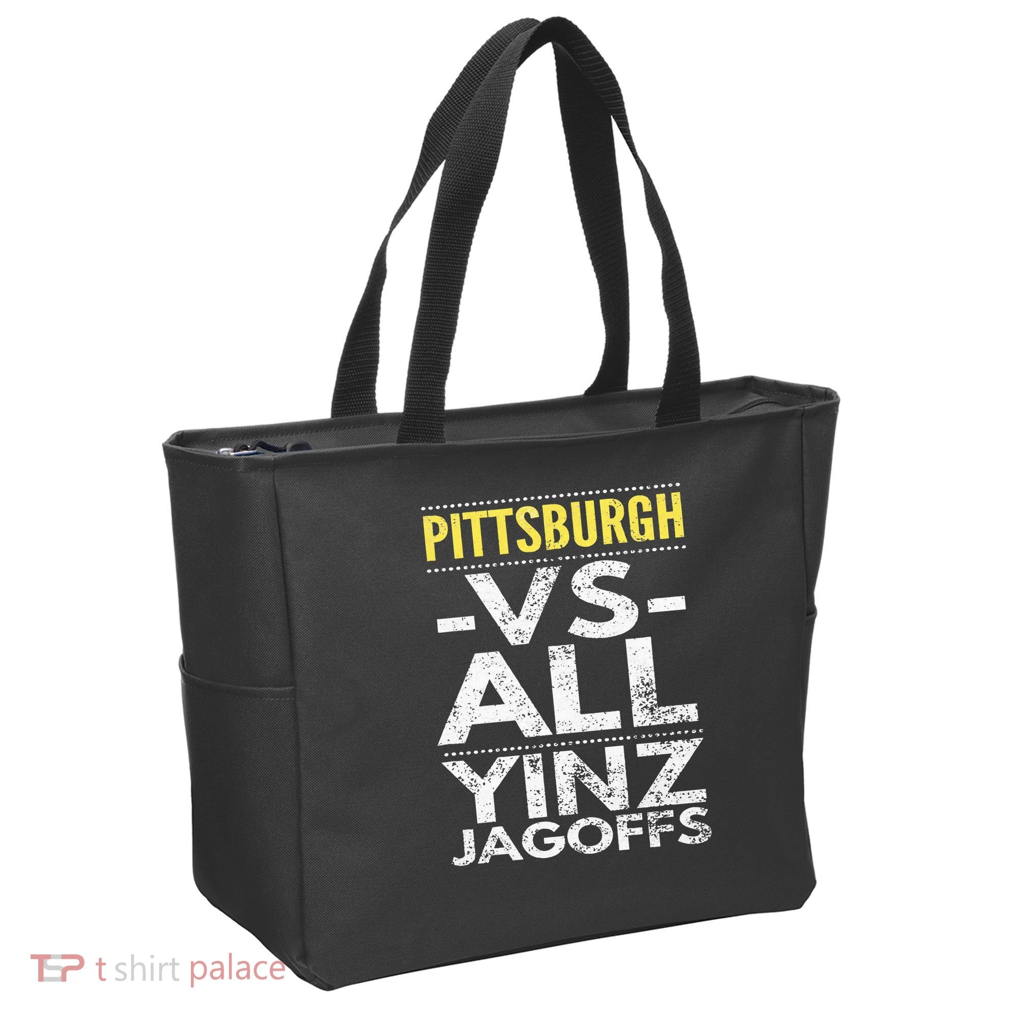 Pittsburgh Vs All Yinz Jagoffs Distressed Tote Bag