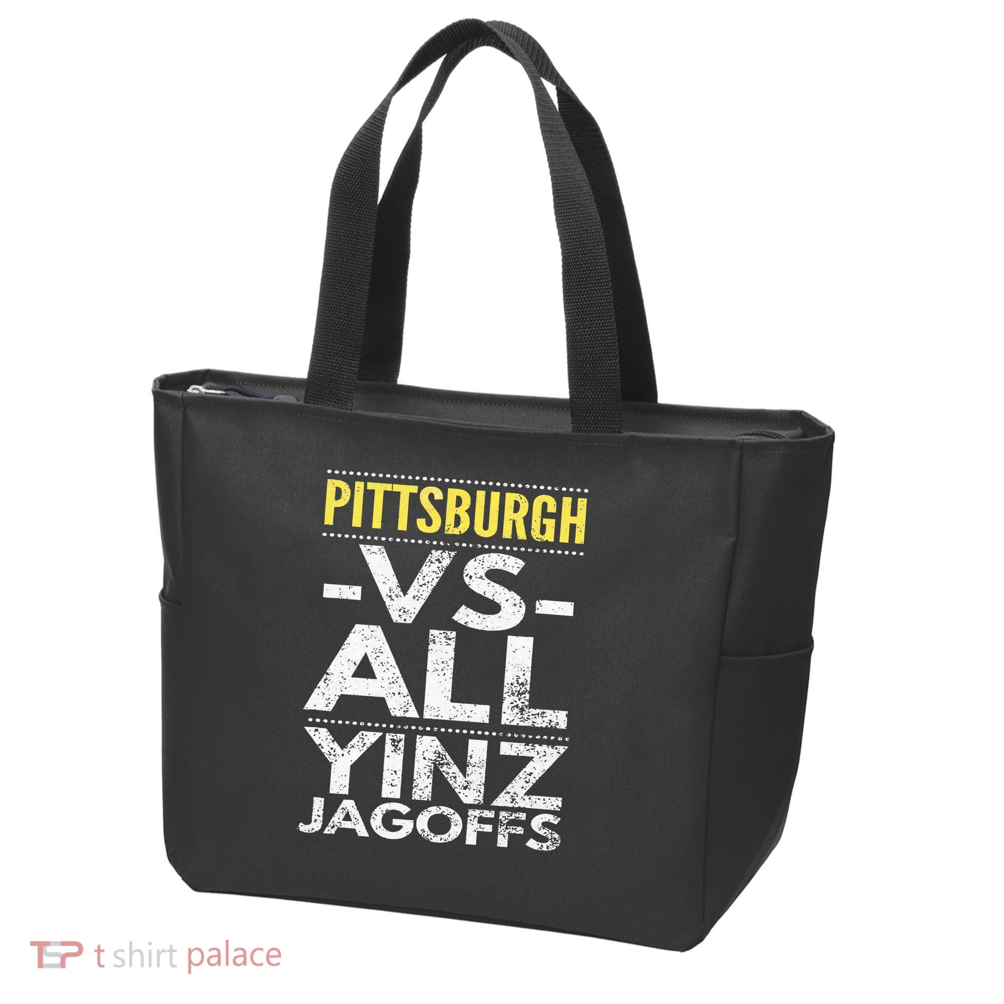 Pittsburgh Vs All Yinz Jagoffs Distressed Tote Bag