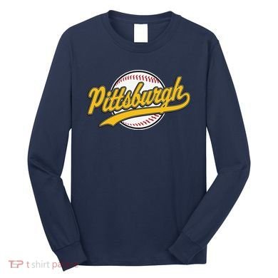 Pittsburgh Vintage Baseball Throwback Retro Design Long Sleeve Shirt
