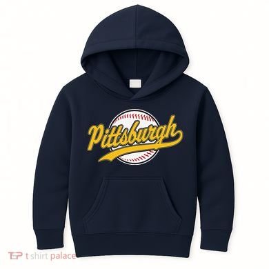 Pittsburgh Vintage Baseball Throwback Retro Design Kids Hoodie
