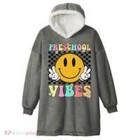 Preschool Vibes Back To School First Day Teachers Hooded Wearable Blanket thumb 0