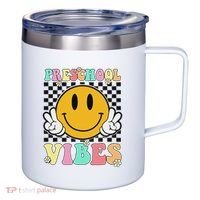 Preschool Vibes Back To School First Day Teachers 12oz Stainless Steel Coffee Mug thumb 0
