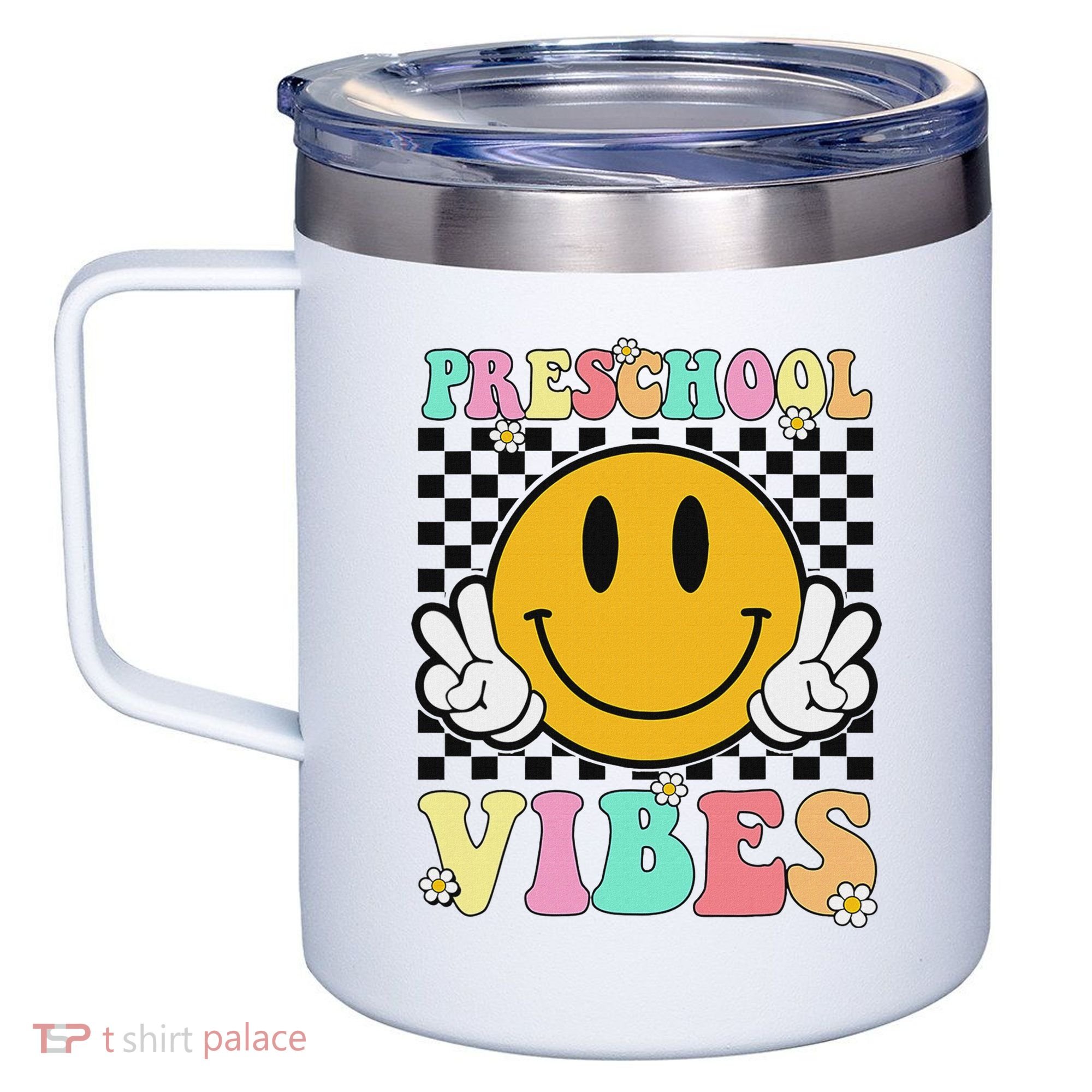 Preschool Vibes Back To School First Day Teachers 12oz Stainless Steel Coffee Mug