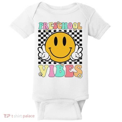 Preschool Vibes Back To School First Day Teachers Baby Bodysuit
