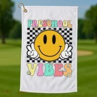 Preschool Vibes Back To School First Day Teachers Golf Towel thumb 1