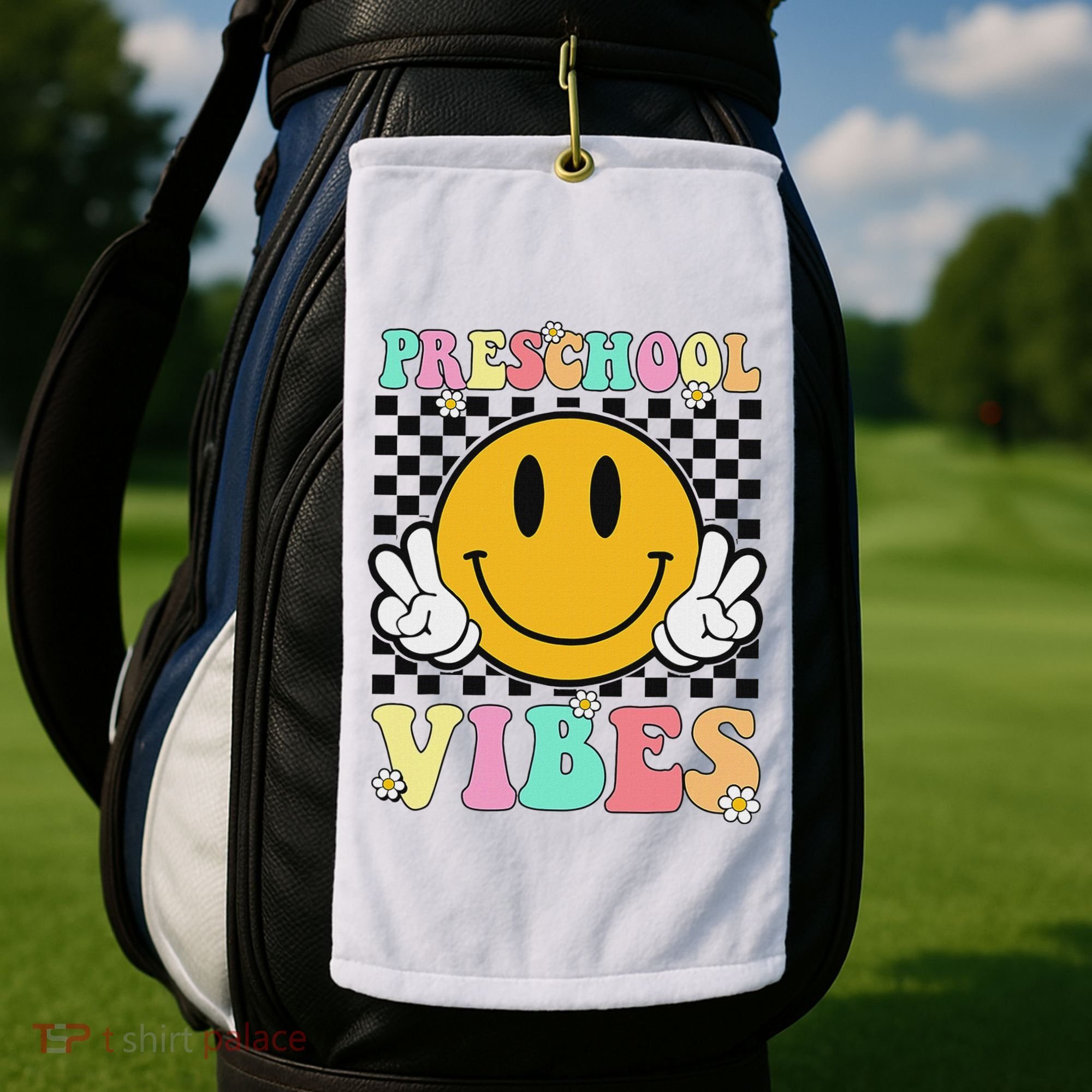 Preschool Vibes Back To School First Day Teachers Golf Towel