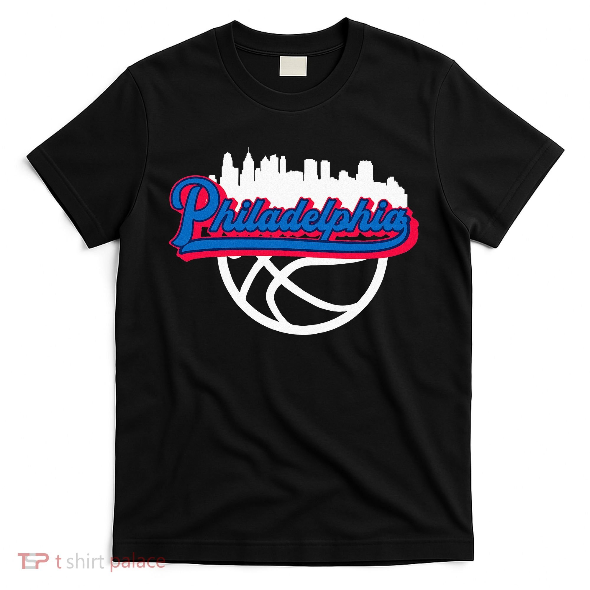 Philadelphia Vintage Basketball Script City Skyline Fan T-Shirt