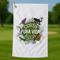 Pura Vida Costa Rica ! Party Animals! Golf Towel thumb 1