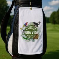 Pura Vida Costa Rica ! Party Animals! Golf Towel thumb 2