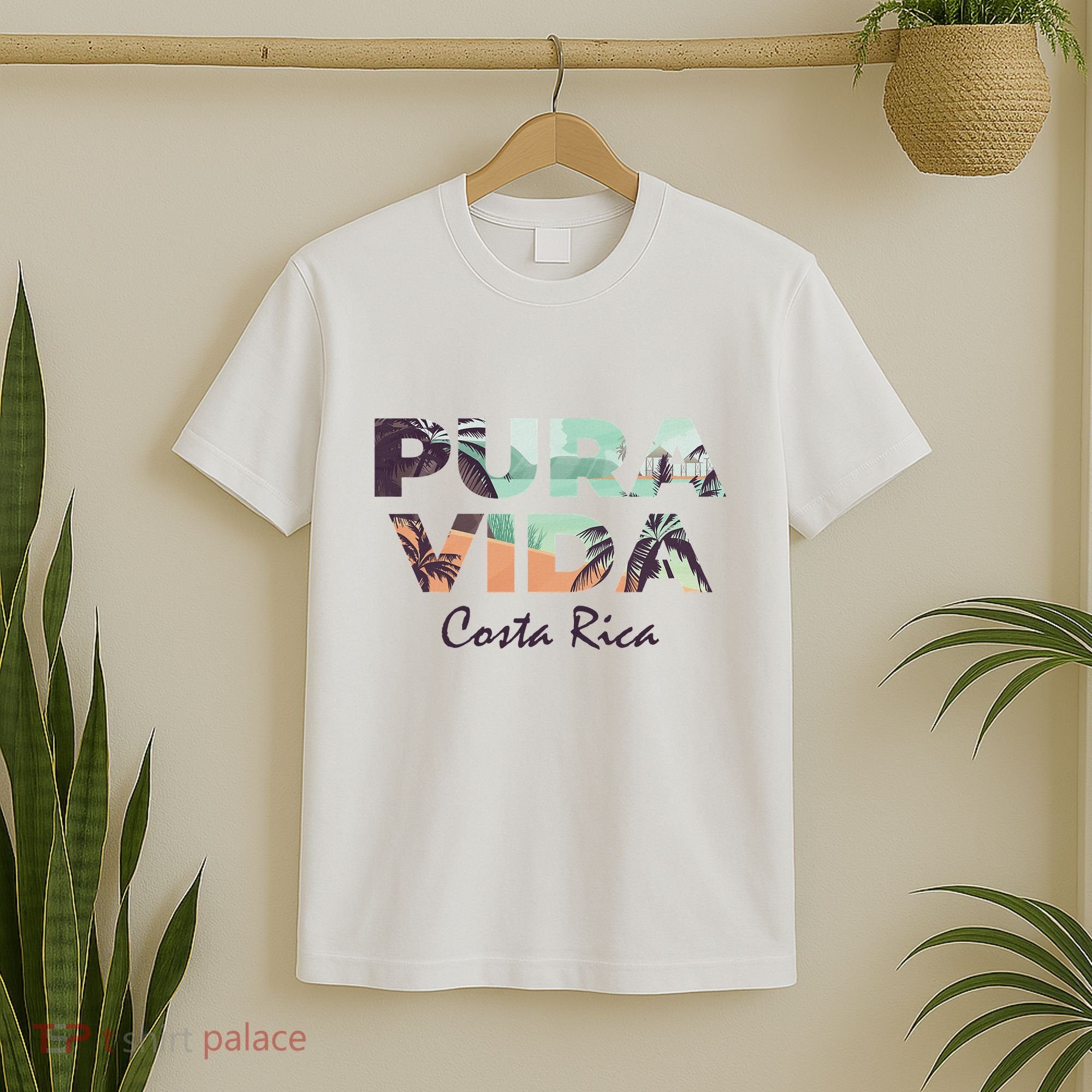 Pura Vida Costa Rica Colorful Tropical Beach T-Shirt