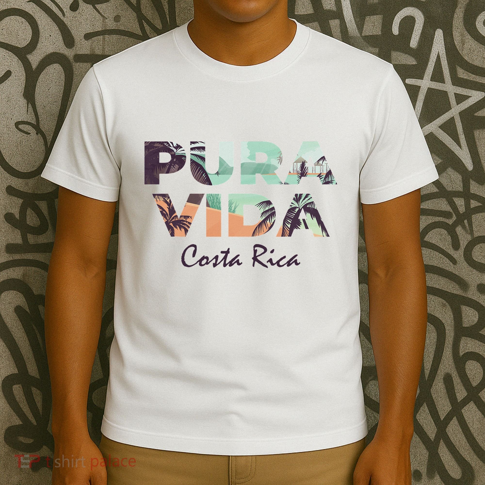Pura Vida Costa Rica Colorful Tropical Beach T-Shirt