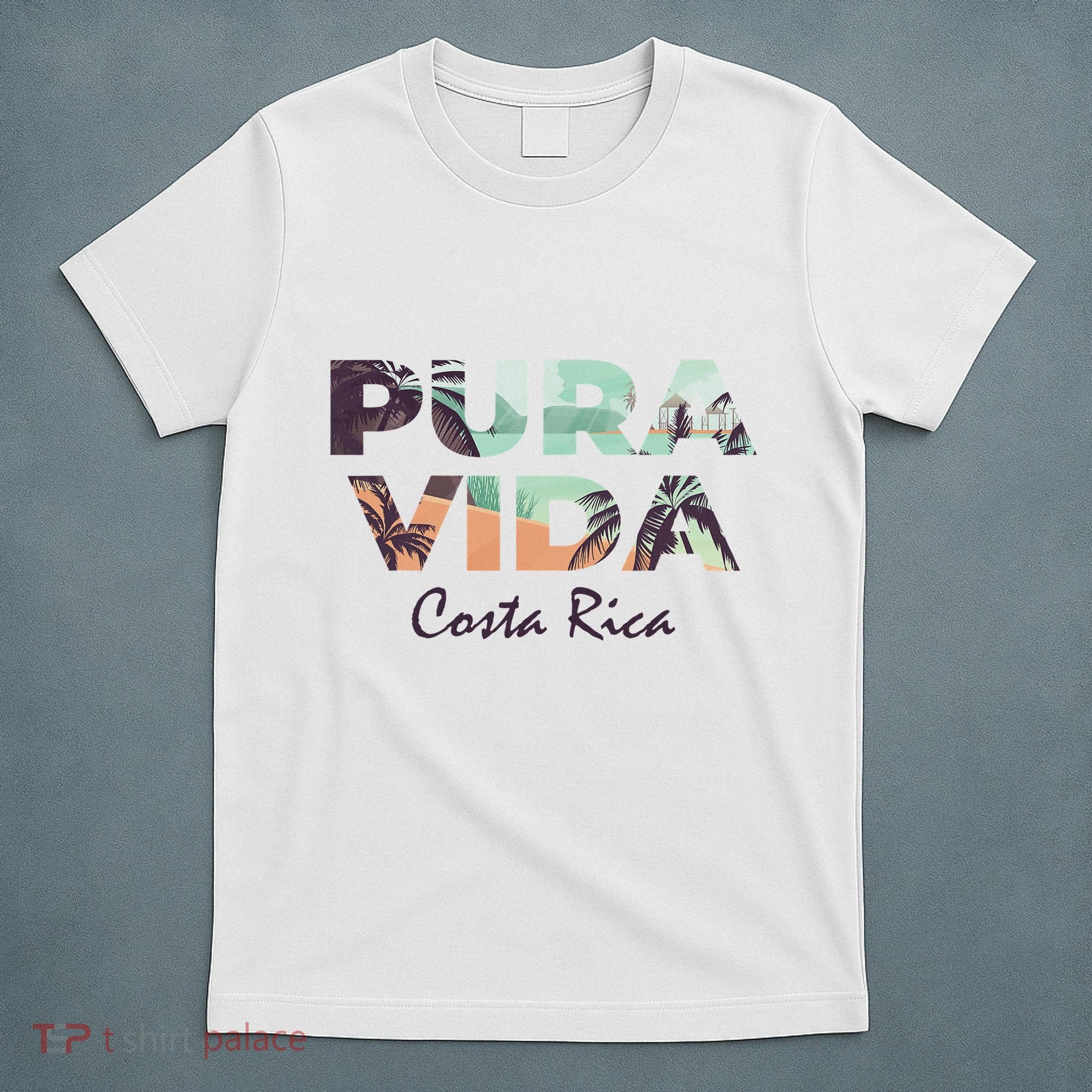 Pura Vida Costa Rica Colorful Tropical Beach T-Shirt