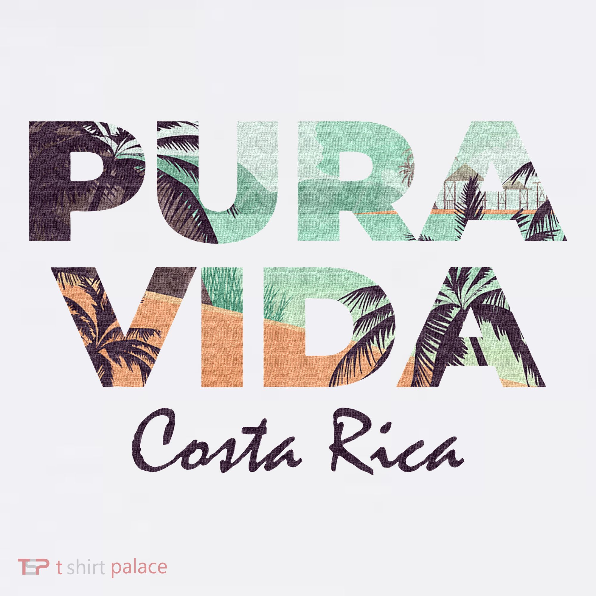 Pura Vida Costa Rica Colorful Tropical Beach T-Shirt