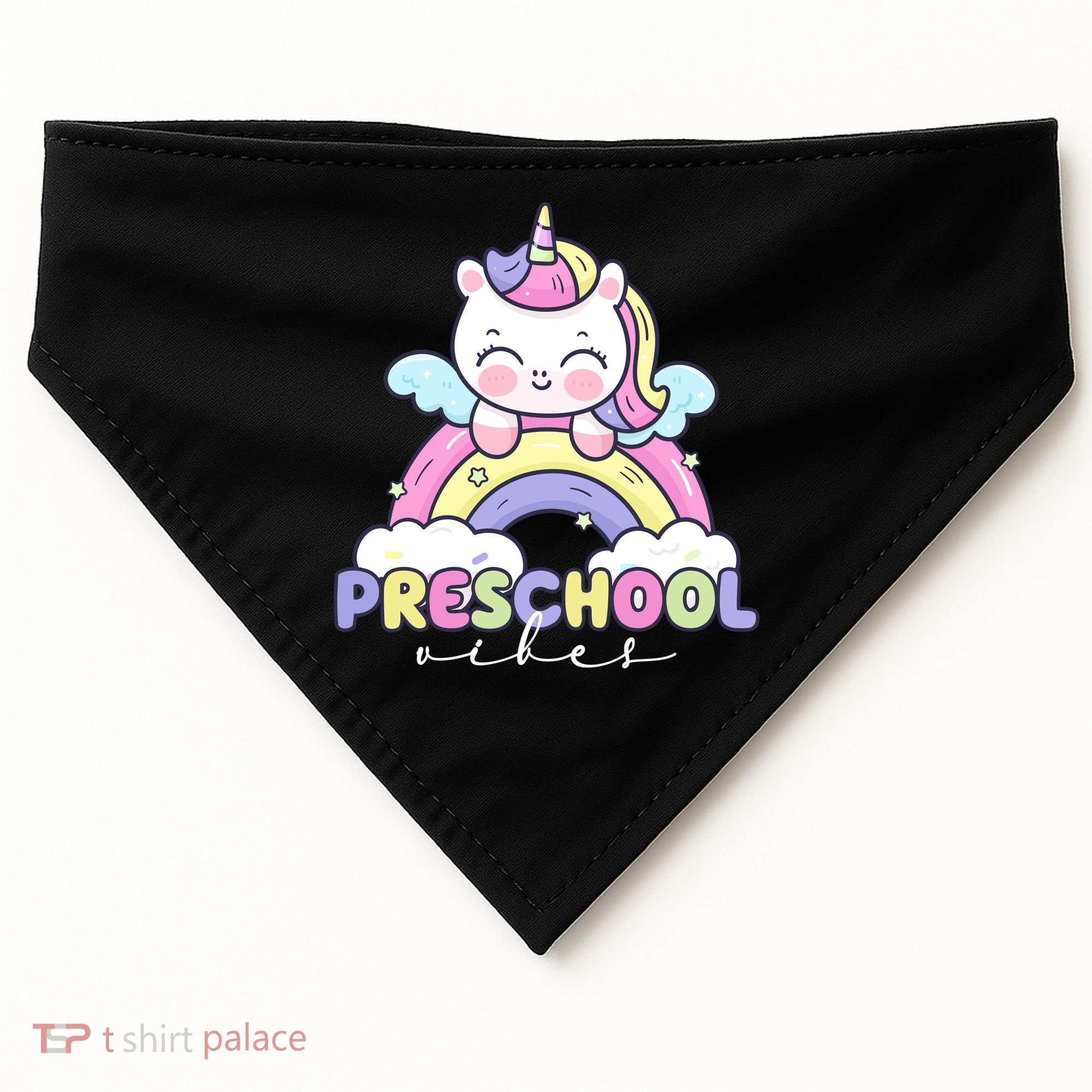Preschool Vibes Cute Unicorn Pre School USA-Made Doggie Bandana