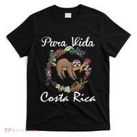 Pura Vida Costa Rica Floral Cute Sleepy Sloth Funny Gift T-Shirt thumb 0