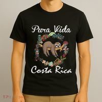 Pura Vida Costa Rica Floral Cute Sleepy Sloth Funny Gift T-Shirt thumb 3