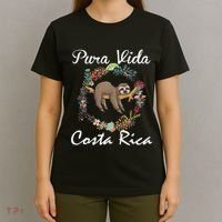 Pura Vida Costa Rica Floral Cute Sleepy Sloth Funny Gift T-Shirt thumb 4