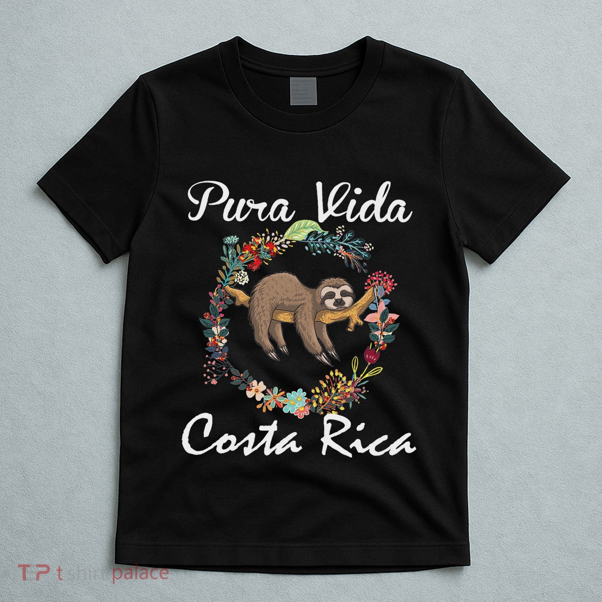 Pura Vida Costa Rica Floral Cute Sleepy Sloth Funny Gift T-Shirt