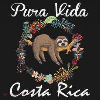 Pura Vida Costa Rica Floral Cute Sleepy Sloth Funny Gift T-Shirt thumb 7