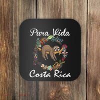 Pura Vida Costa Rica Floral Cute Sleepy Sloth Funny Gift Coaster thumb 0