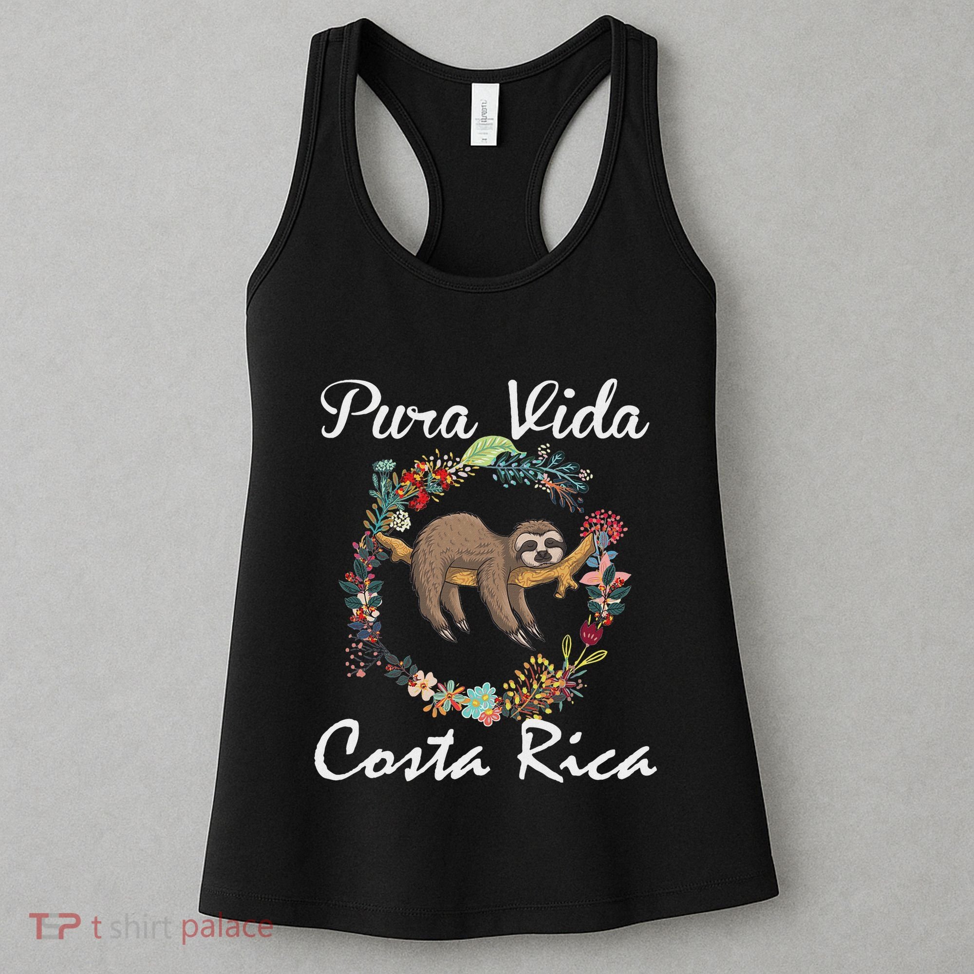 Pura Vida Costa Rica Floral Cute Sleepy Sloth Funny Gift Women's Tank Top