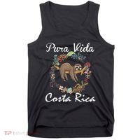 Pura Vida Costa Rica Floral Cute Sleepy Sloth Funny Gift Tank Top thumb 0
