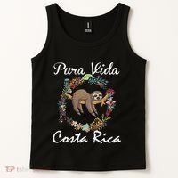 Pura Vida Costa Rica Floral Cute Sleepy Sloth Funny Gift Tank Top thumb 2